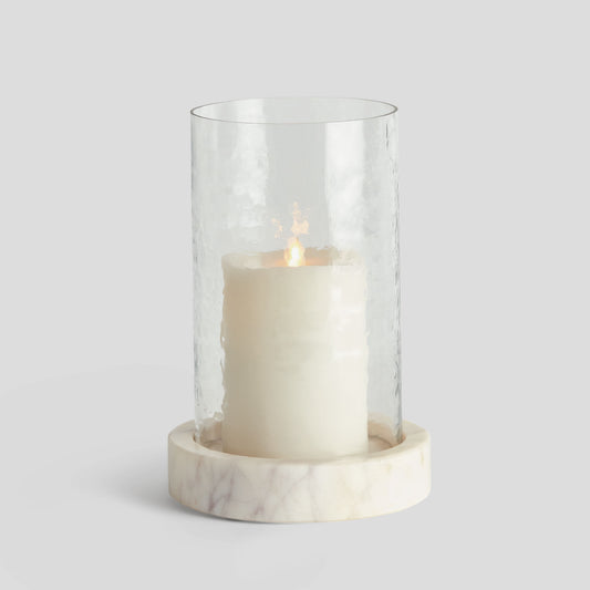Gray marble and hammered glass small hurricane - stylish home accent (Image1).