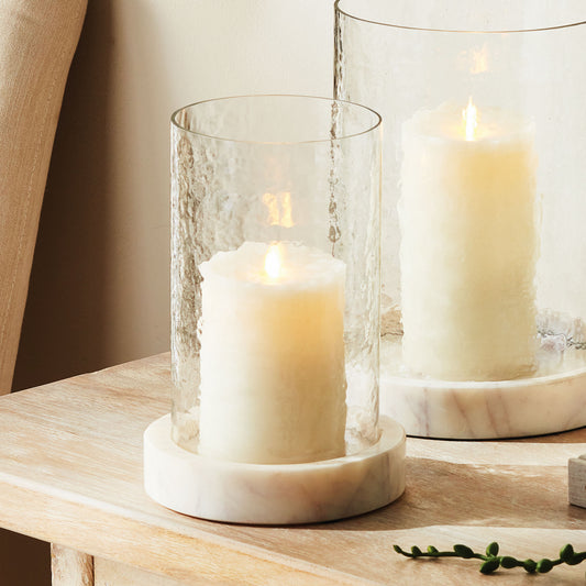 Gray marble and hammered glass small hurricane - stylish home accent (Image4).