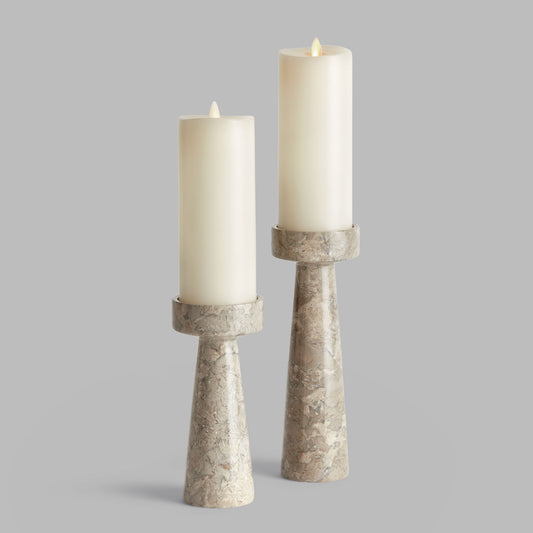 Gray marble candle stands (set of 2) - stylish home accent (Image3).