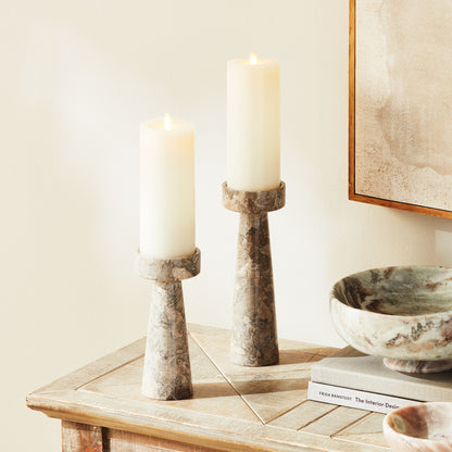 Gray marble candle stands (set of 2) - stylish home accent (Image2).
