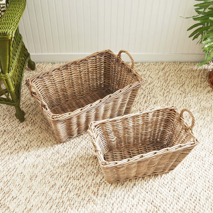 Gray rattan laundry baskets (set of 2) - stylish home accent (Image3).