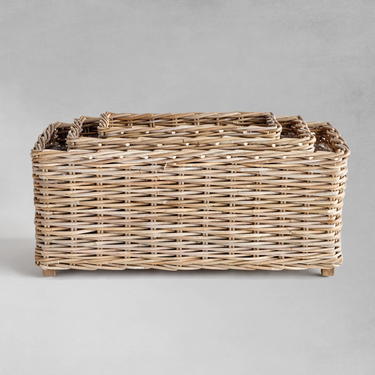 Gray rattan rectangular planters (set of 3) - stylish home accent (Image2).