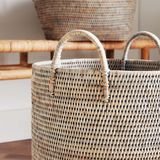 Graywash rattan orchard baskets (set of 2) - stylish home accent (Image2).