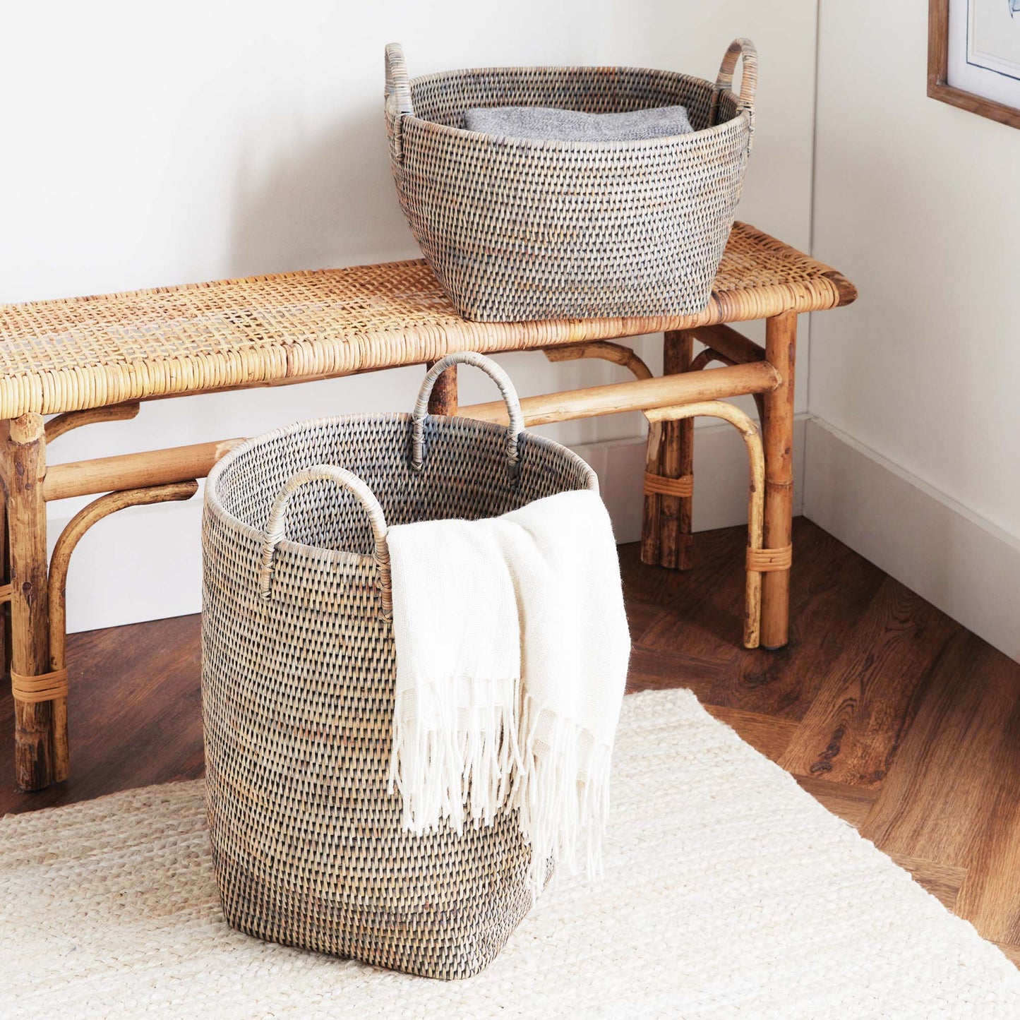 Graywash rattan orchard baskets (set of 2) - stylish home accent (Image3).