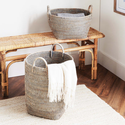 Graywash rattan orchard baskets (set of 2) - stylish home accent (Image3).