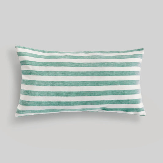 Green and white striped lumbar pillow - stylish home accent (Image1).