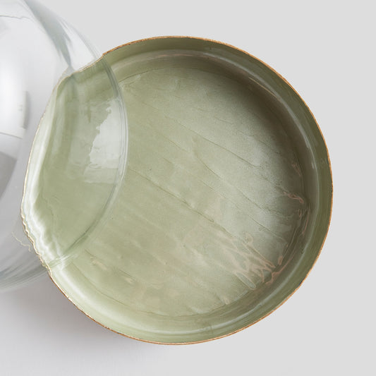 Green enamel small tray with glass cloche - stylish home accent (Image2).