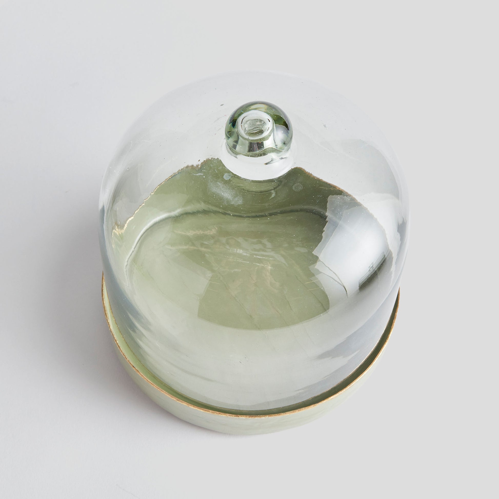 Green enamel small tray with glass cloche - stylish home accent (Image3).