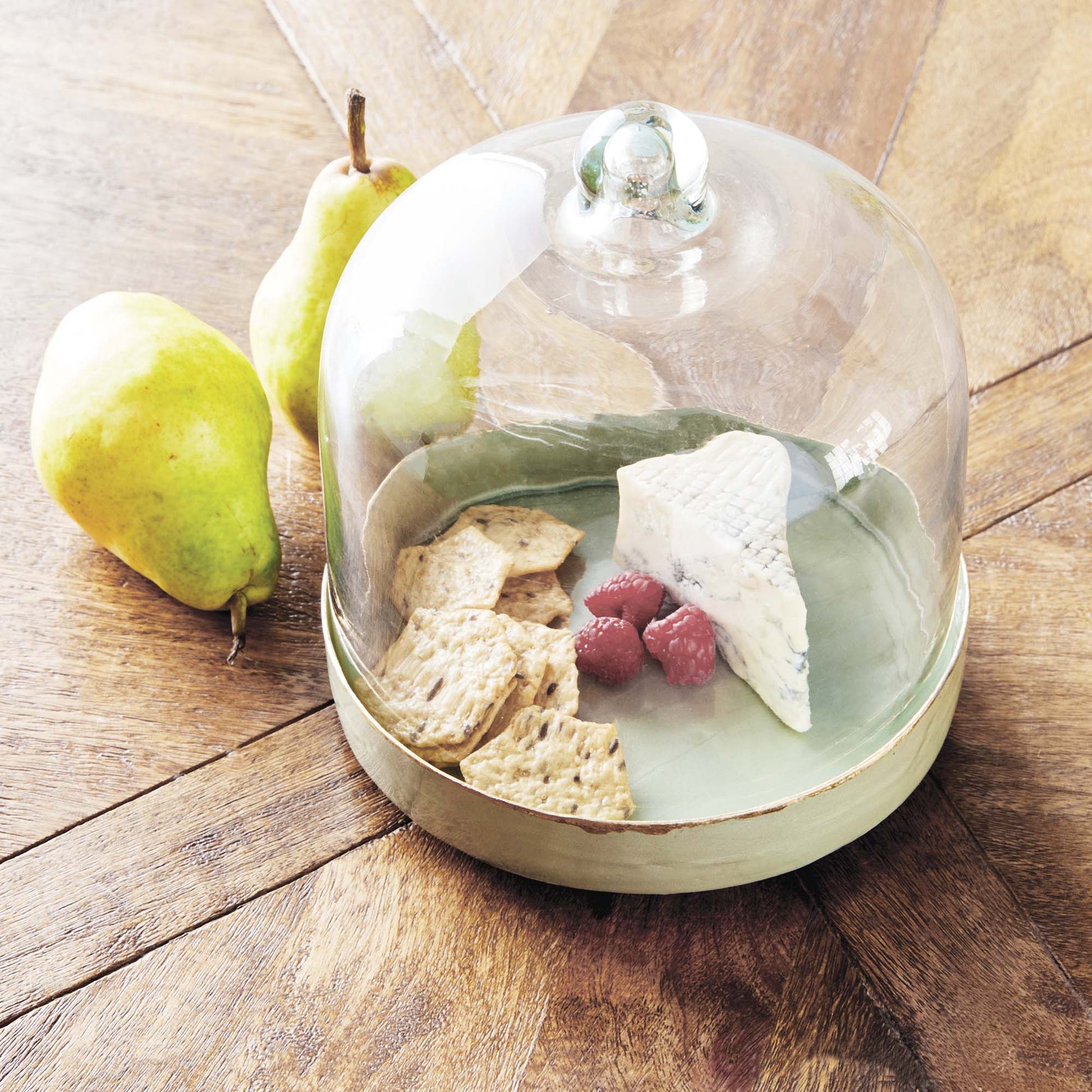 Green enamel small tray with glass cloche - stylish home accent (Image6).
