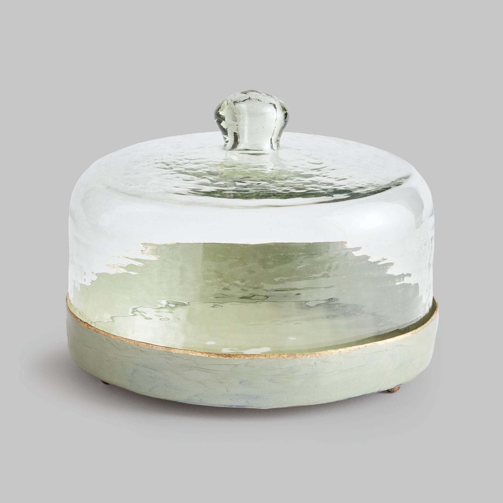 Green enamel tray with glass cloche 9 inch - stylish home accent (Image1).