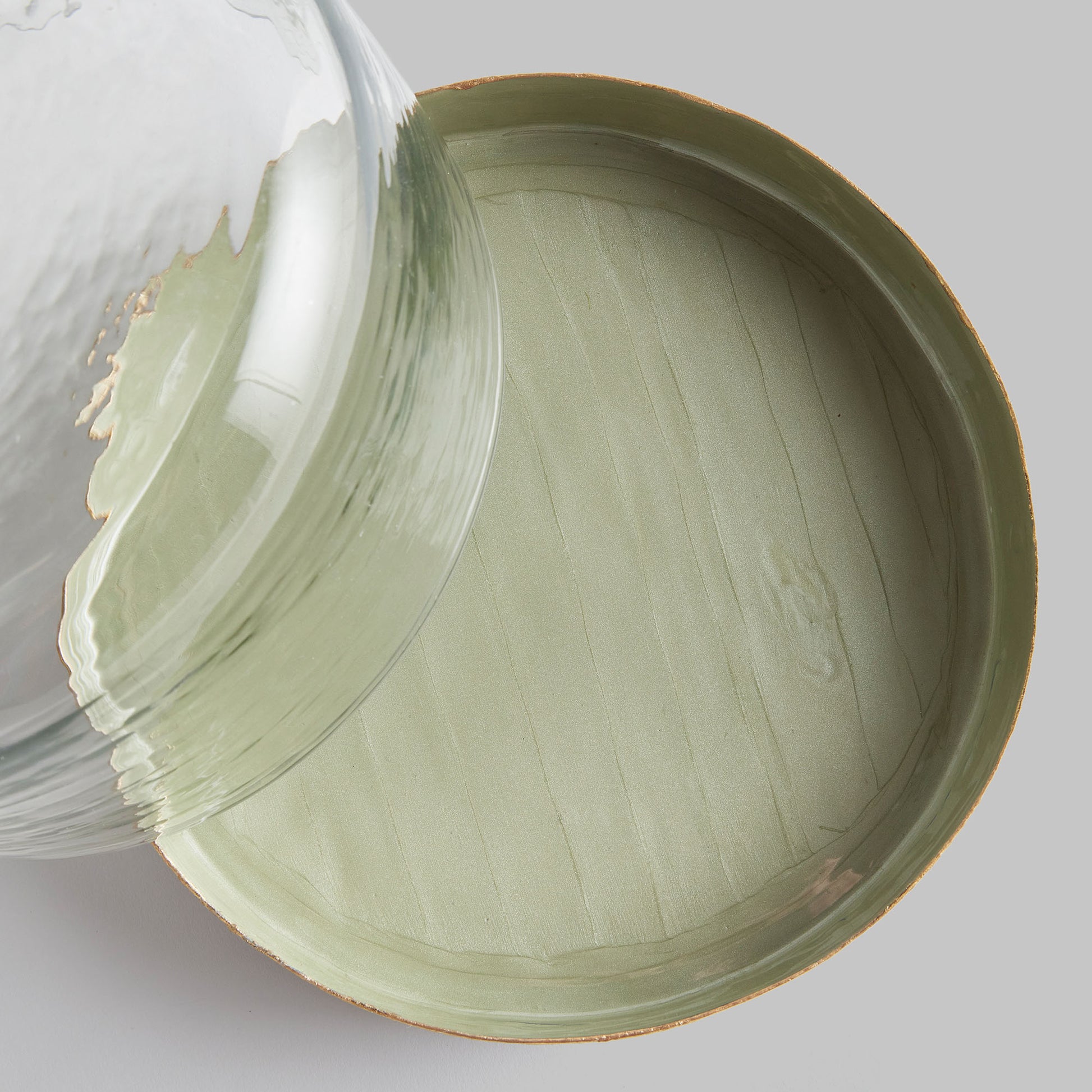 Green enamel tray with glass cloche 9 inch - stylish home accent (Image3).