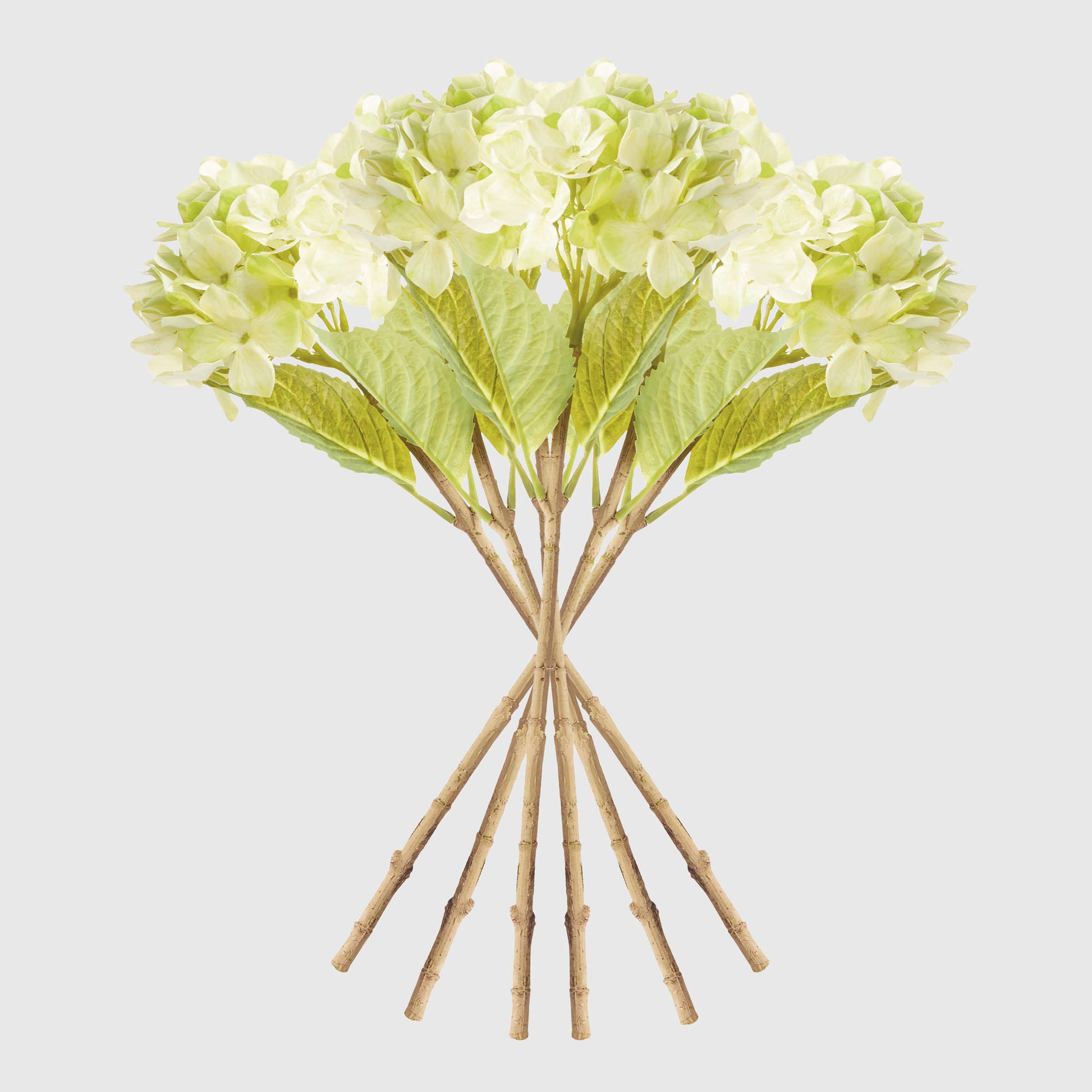 Green faux hydrangea stems (set of 6) - stylish home accent (Image2).