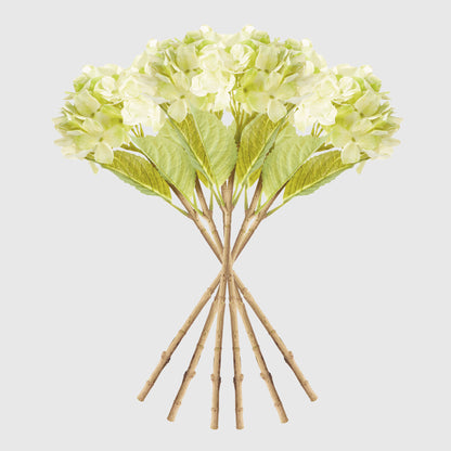 Green faux hydrangea stems (set of 6) - stylish home accent (Image2).