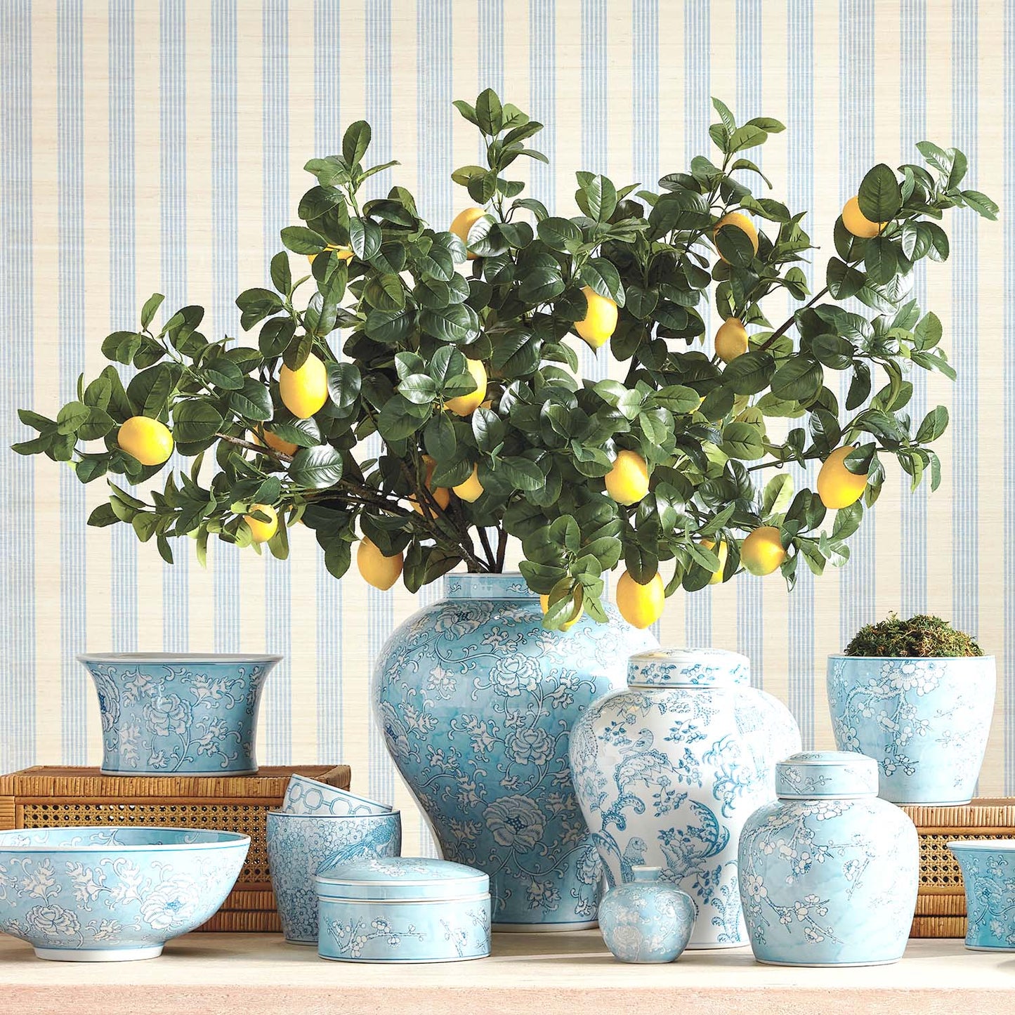 Green faux lemon stems (set of 4) - stylish home accent (Image3).