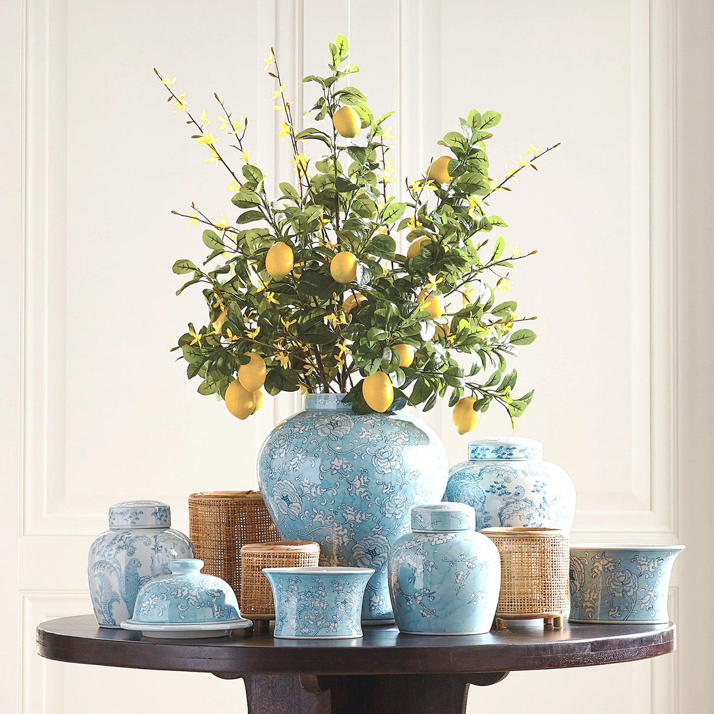 Green faux lemon stems (set of 4) - stylish home accent (Image4).
