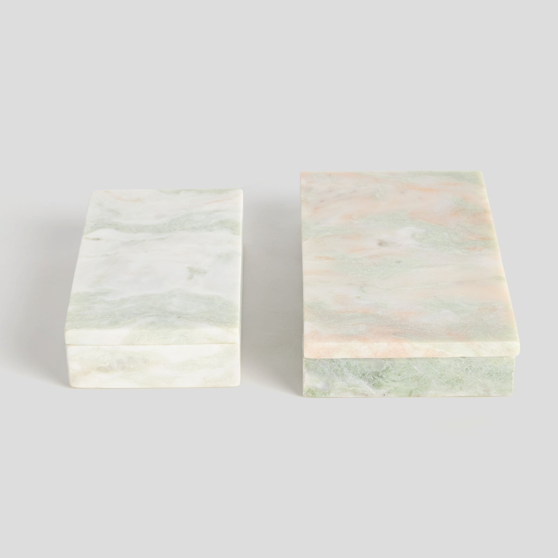 Green marble lidded boxes (set of 2) - stylish home accent (Image3).