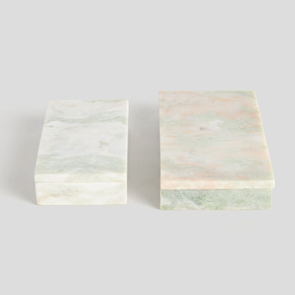 Green marble lidded boxes (set of 2) - stylish home accent (Image3).
