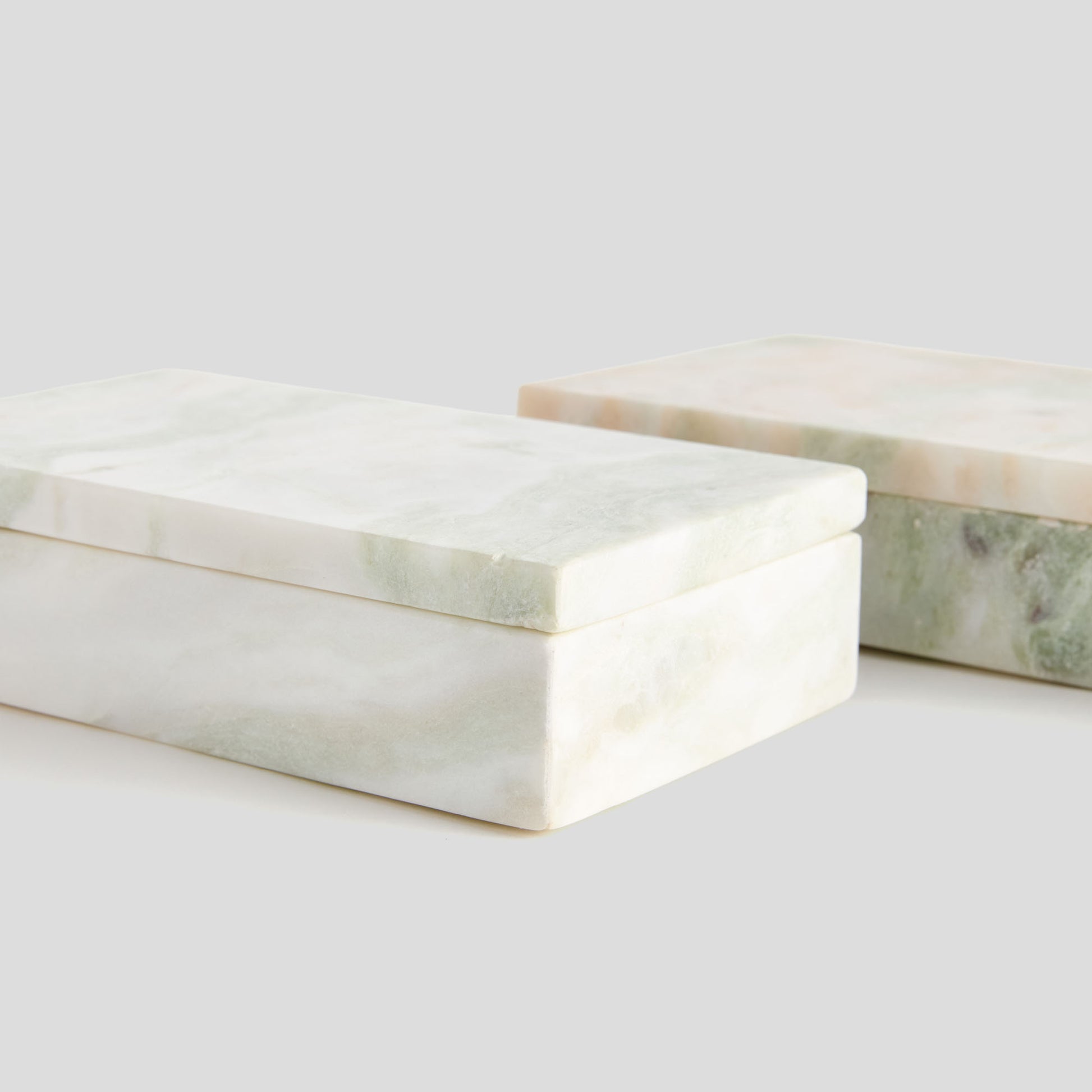 Green marble lidded boxes (set of 2) - stylish home accent (Image4).