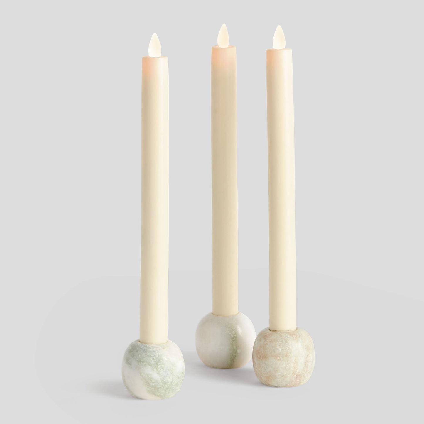 Green marble taper candle holders (set of 3) - stylish home accent (Image1).