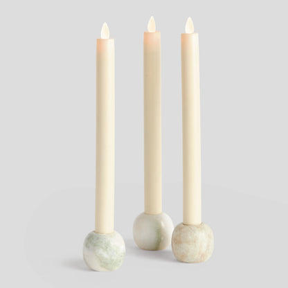 Green marble taper candle holders (set of 3) - stylish home accent (Image1).