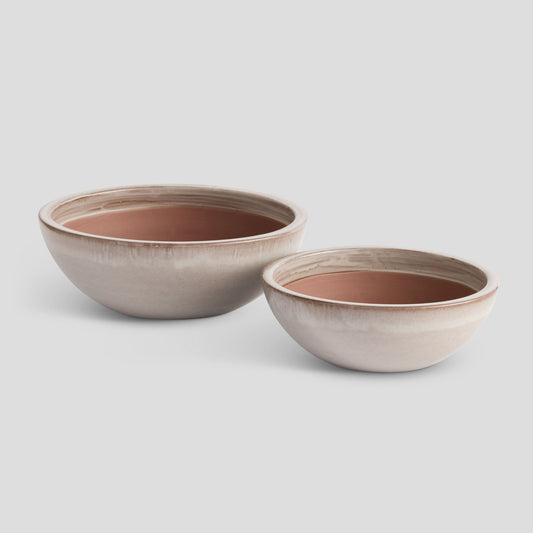 Green reactive glaze ceramic low bowls (set of 2) - stylish home accent (Image1).