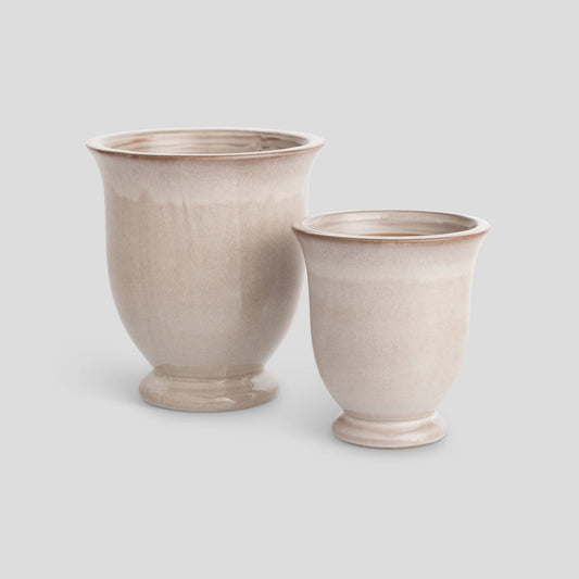 Green reactive glaze ceramic outdoor pots (set of 2) - stylish home accent (Image1).