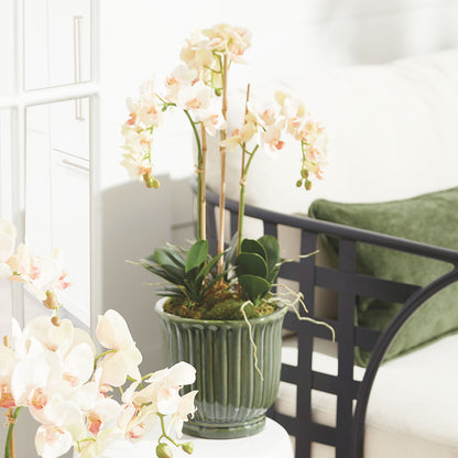 Green reactive glaze ceramic planters (set of 3) - stylish home accent (Image3).