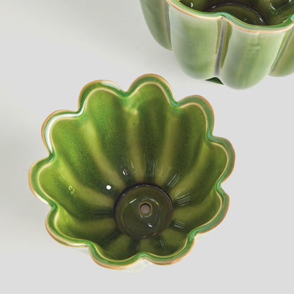 Green reactive glaze ceramic pots (set of 2) - stylish home accent (Image2).