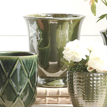 Green reactive glaze ceramic pots (set of 2) - stylish home accent (Image2).