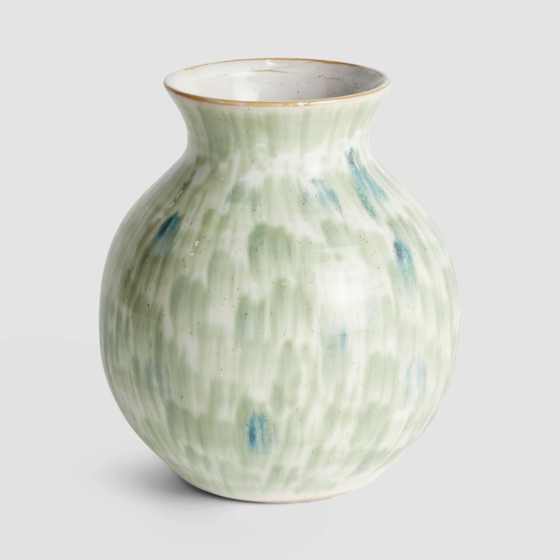 Green stoneware large vase - stylish home accent (Image1).