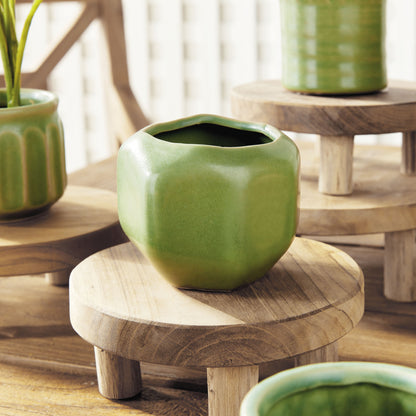 Green stoneware mini cachepots (set of 6) - stylish home accent (Image4).