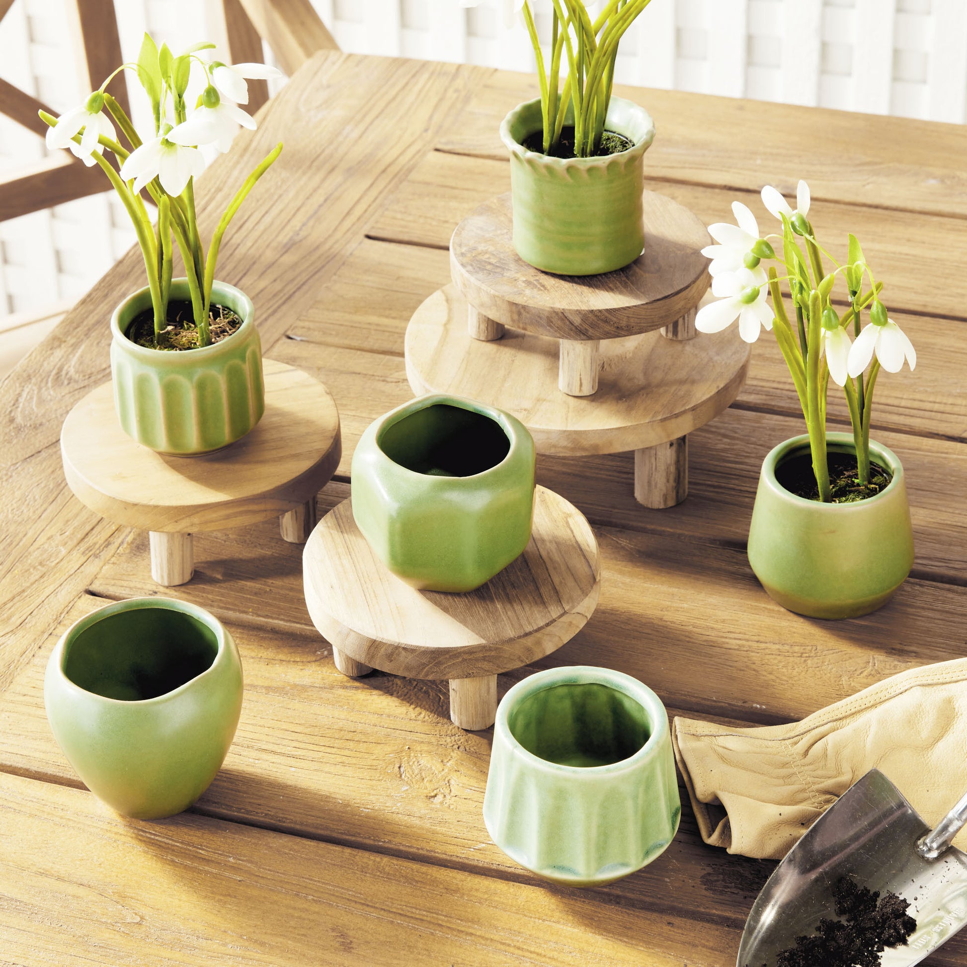 Green stoneware mini cachepots (set of 6) - stylish home accent (Image6).