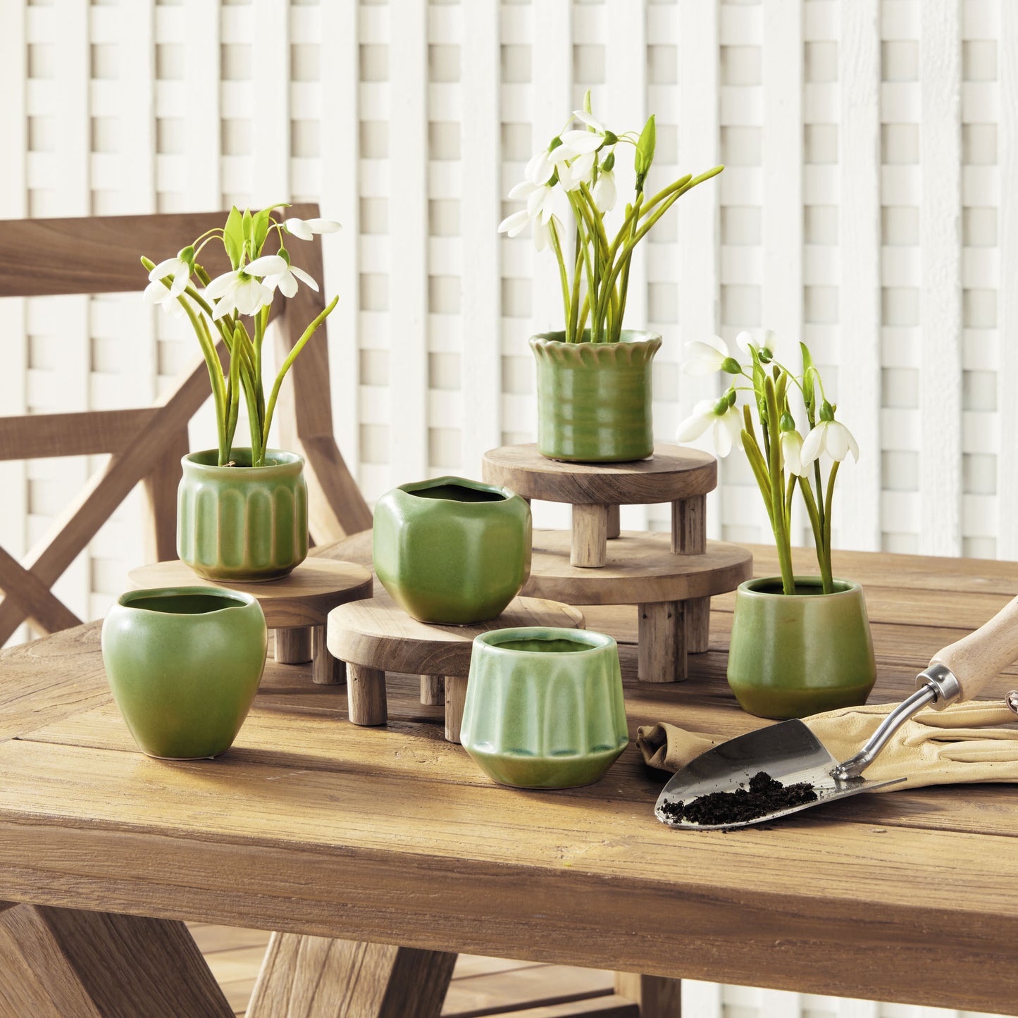 Green stoneware mini cachepots (set of 6) - stylish home accent (Image7).