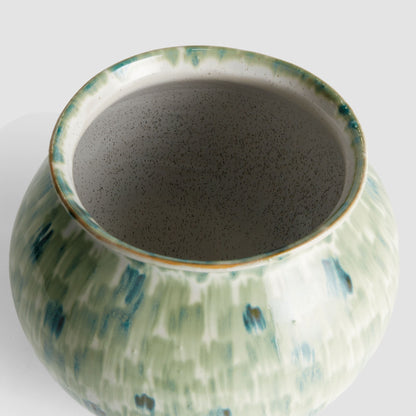 Green stoneware small vase - stylish home accent (Image3).