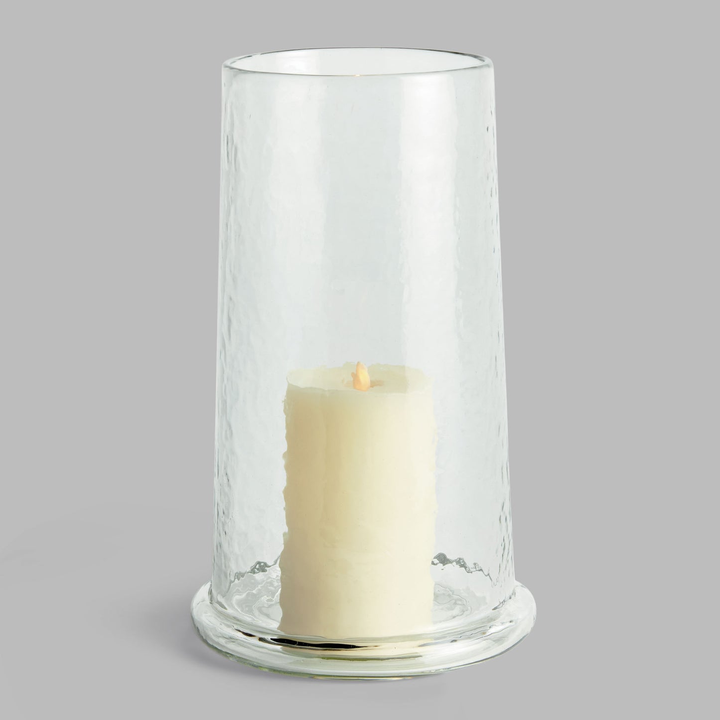 Hammered clear glass large hurricane - stylish home accent (Image1).