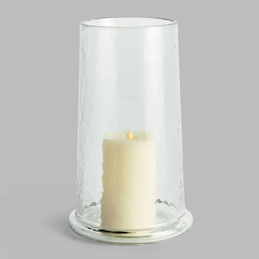 Hammered clear glass large hurricane - stylish home accent (Image1).