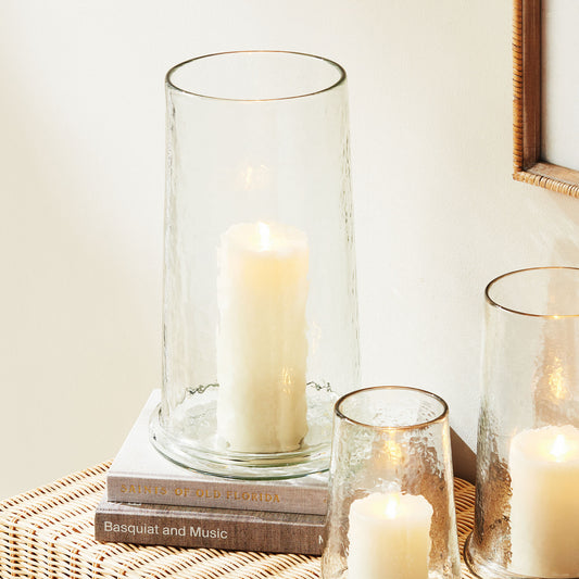 Hammered clear glass large hurricane - stylish home accent (Image2).