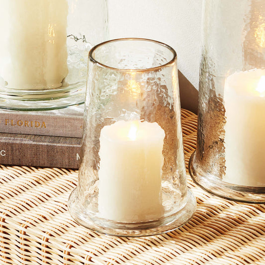 Hammered glass small hurricane - stylish home accent (Image1).