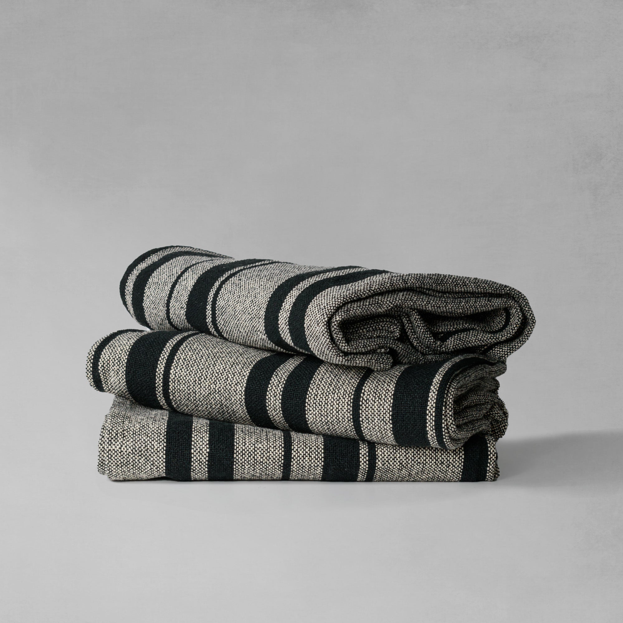 Black & White Striped Woven Cotton Throw - inspired by store Fulani Blankets