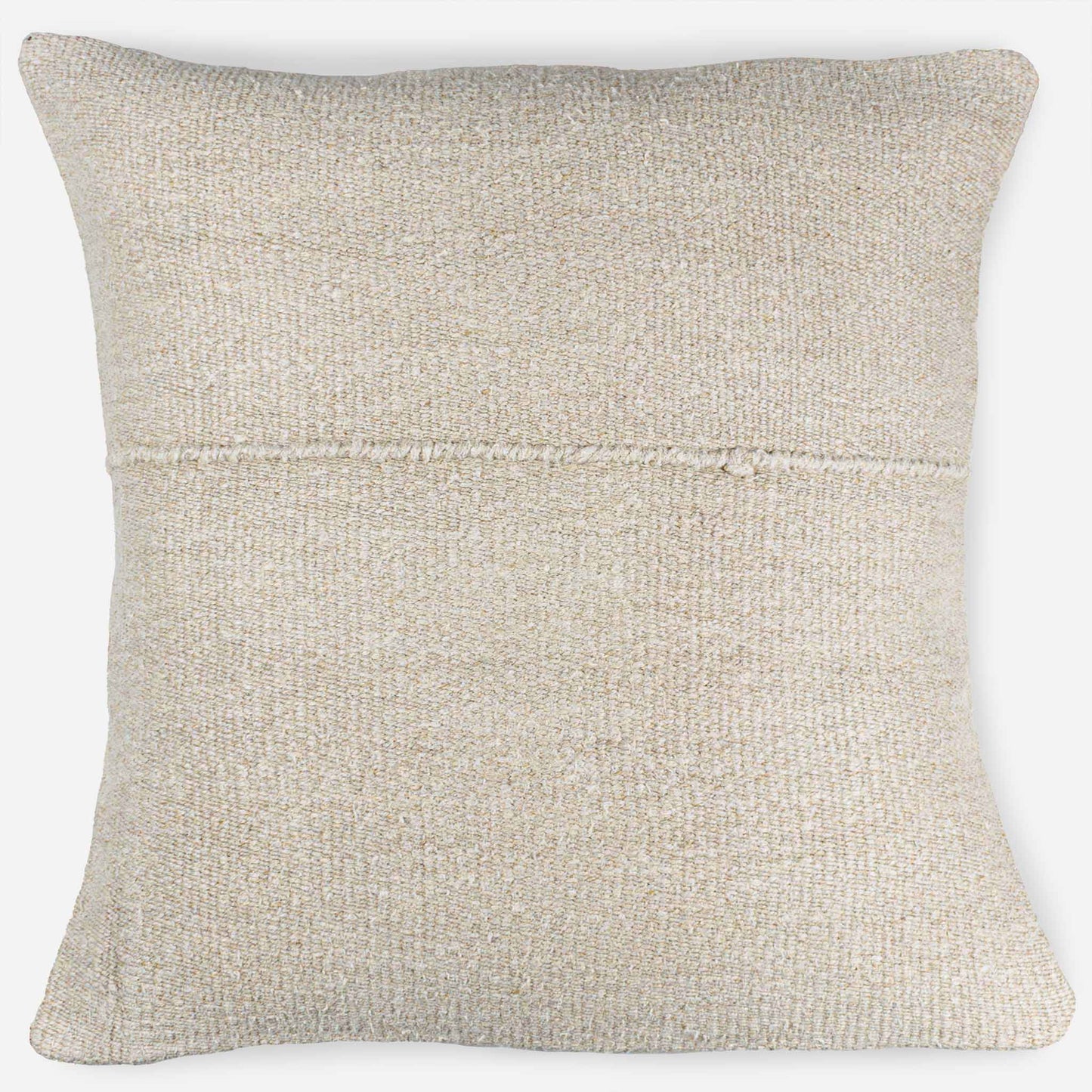 Handwoven Turkish kilim sisal pillow cover in light beige.