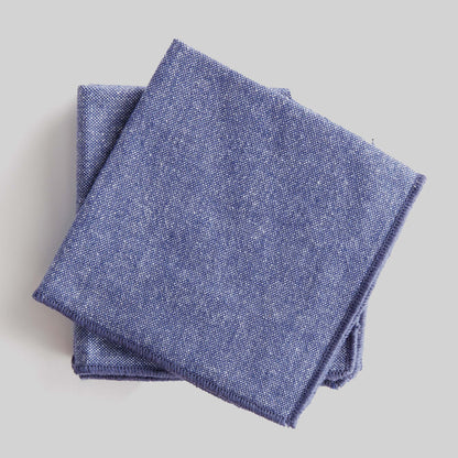 Heathered blue with navy border cotton cocktail napkins (set of 4) - stylish home accent (Image3).