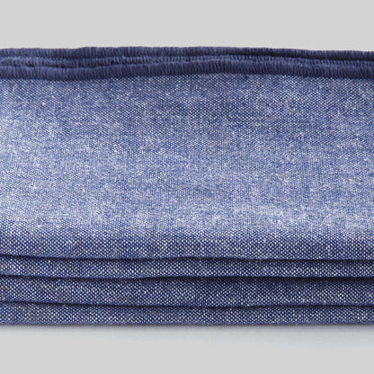Heathered blue with navy border cotton dinner napkins (set of 4) - stylish home accent (Image2).