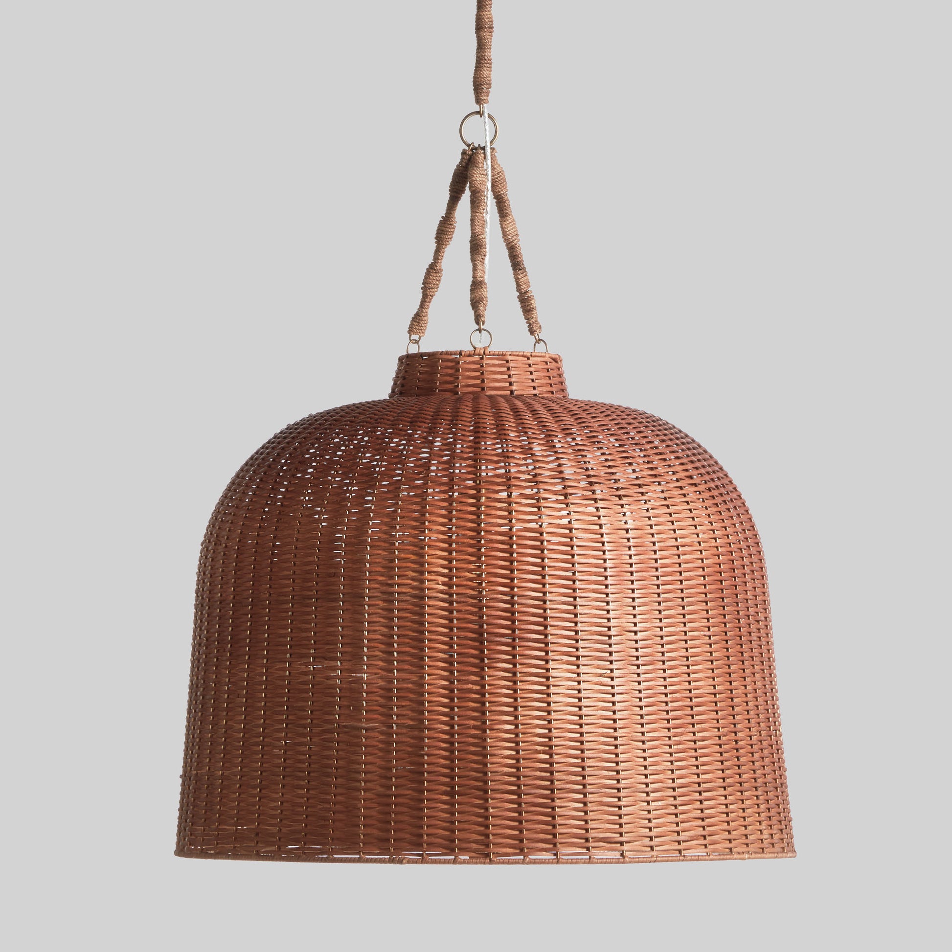 Honey brown rattan bell-shaped pendant 30 inch - stylish home accent (Image1).