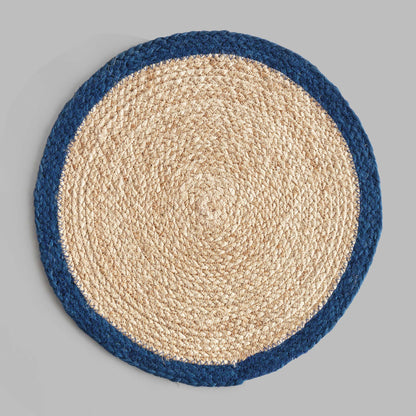 Jute round placemats with navy border (set of 8) - stylish home accent (Image3).