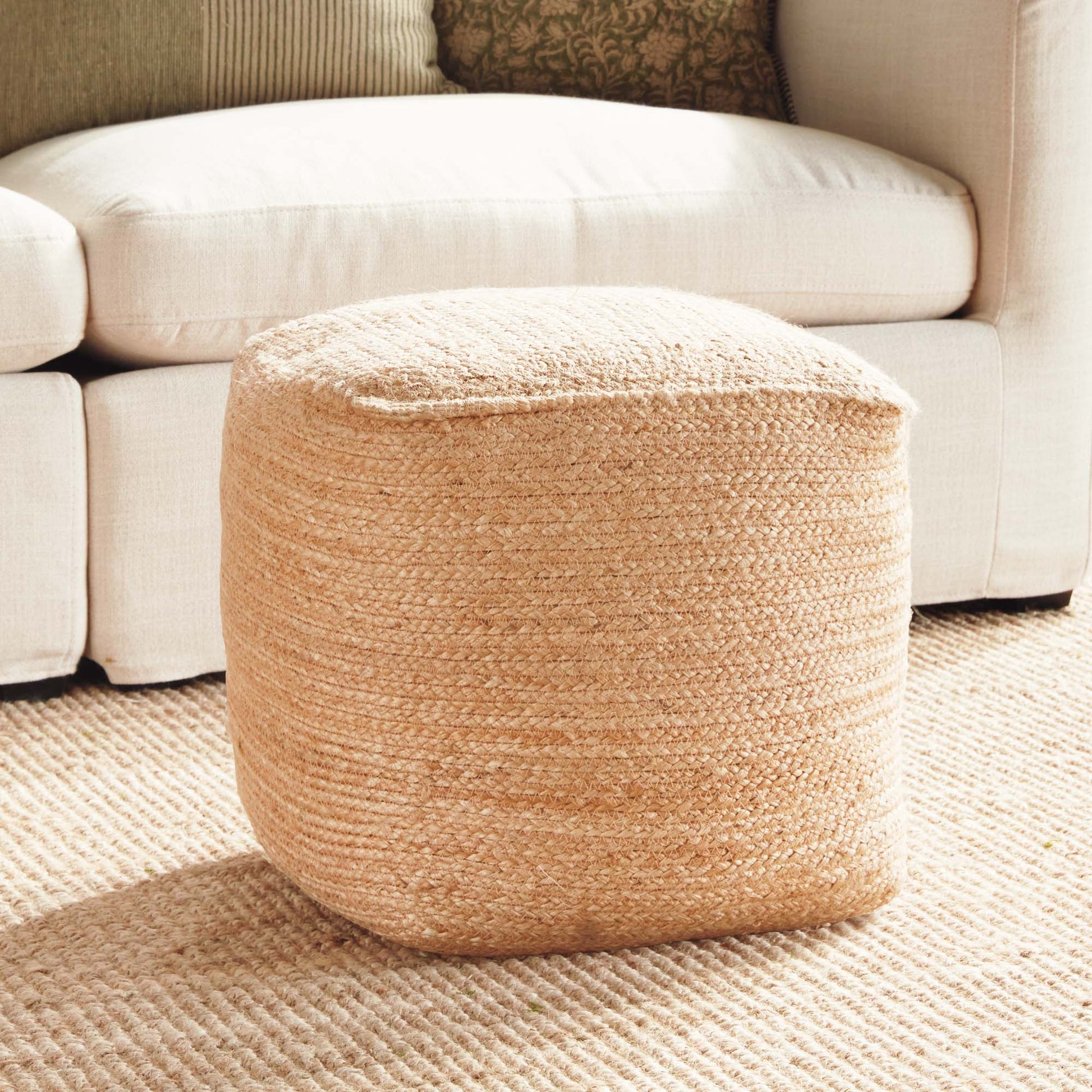 Jute square pouf - stylish home accent (Image1).