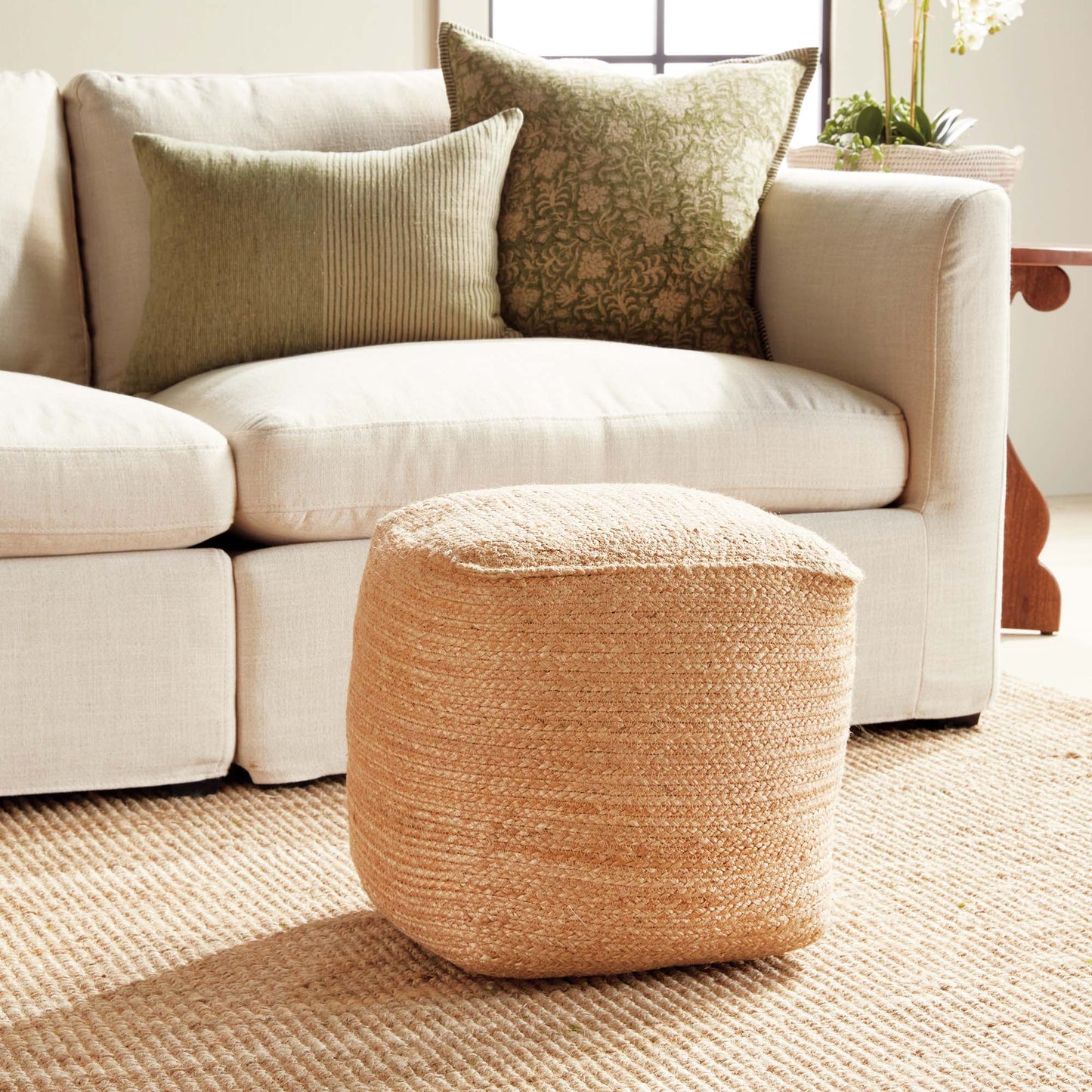 Jute square pouf - stylish home accent (Image2).