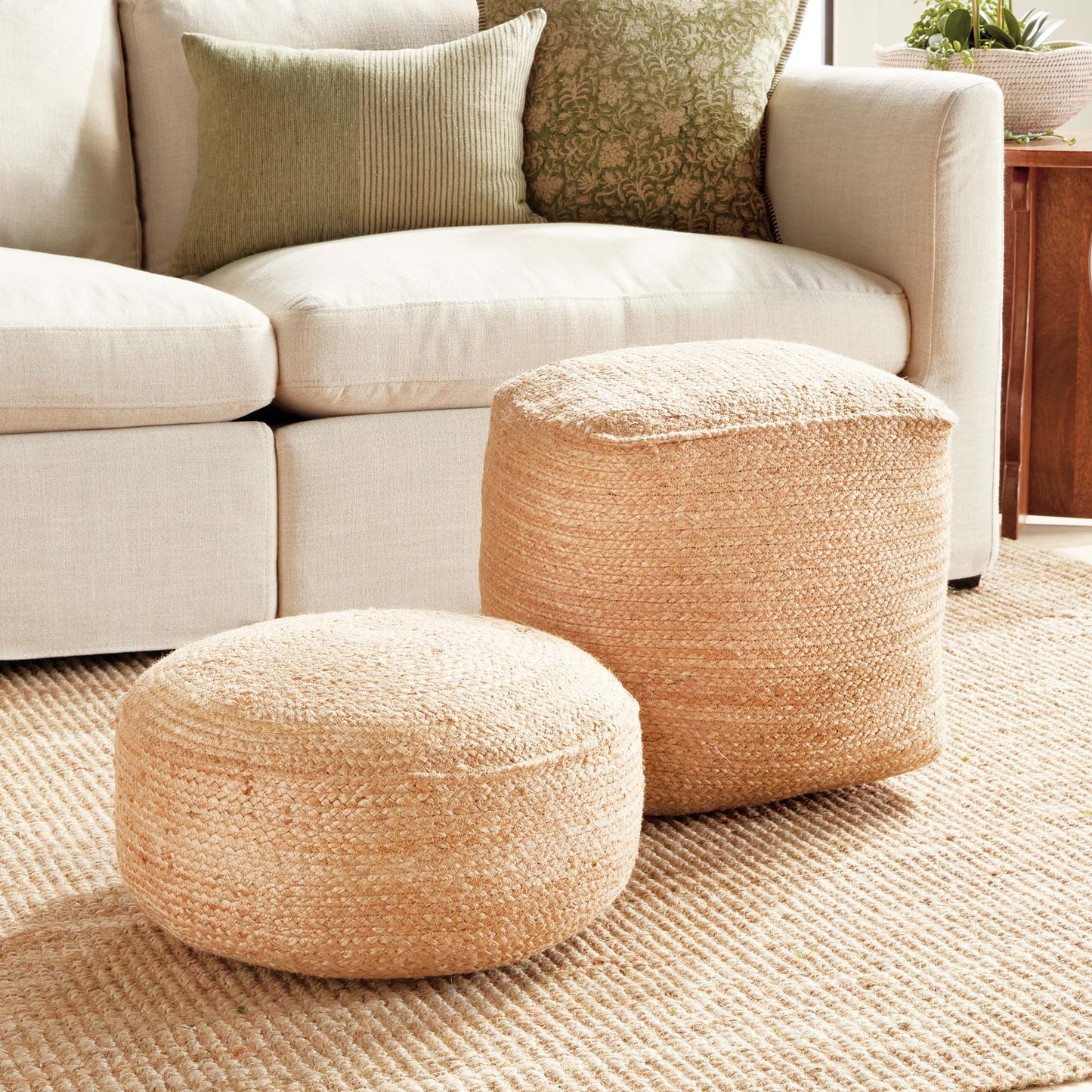 Jute square pouf - stylish home accent (Image3).