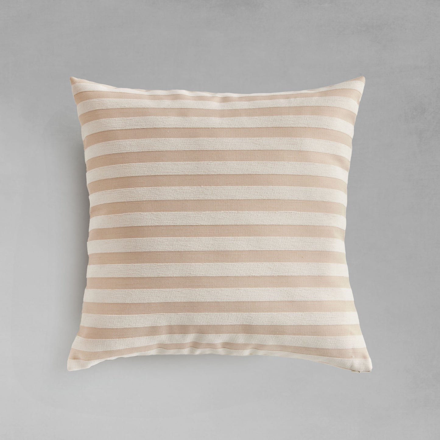 Khaki cream striped square pillow for home decor and accessories.