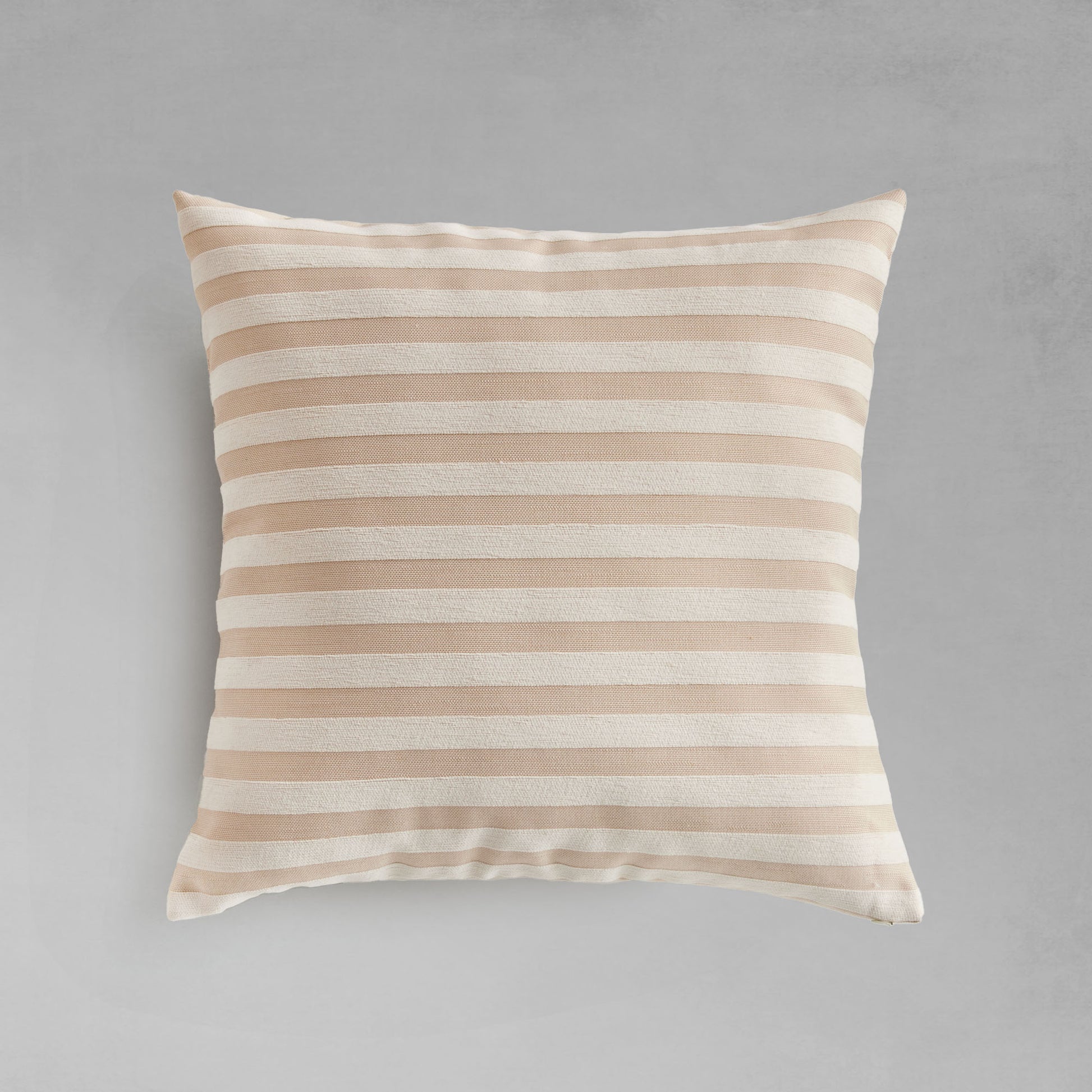 Khaki cream striped square pillow for home decor and accessories.