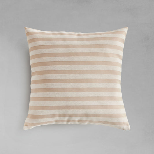 Khaki cream striped square pillow for home decor and accessories.